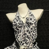 Daiiibabyyy  New Japanese Summer Original Handmade Y2k Shibuya Hot Subculture Neck Sling Bow Top Cake Skirt Set For Female