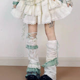 Daiiibabyyy  Autumn Girls Japanese Lace Sock Covers Bowknot Sweet Y2K Lolita Jk Calf Socks Ins Style Shibuya Spice Girls Stacking Socks