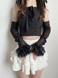 Daiiibabyyy  Women's Summer Lolita Jk Lace Fingerless Gloves Black Gothic Sleeves Trendy Elastic Long Lace Arm Sleeves Clothes Decoration