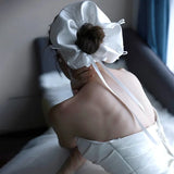 Daiiibabyyy  Handmade white satin bow hair band bridal wedding French retro wedding dress photo disc hair accessories