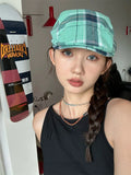 Daiiibabyyy Plaid Summer Spring Berets Ladies Women Girls Fashion Trendy Outdoor Street Cap