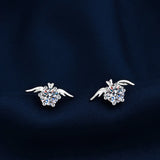 Daiiibabyyy Silver Color Imitation Moissanite Earring for Women Girl Engageme Gift Angel Wing Vintage Classic Jewelry Dropshipping