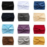 Daiiibabyyy Simple Soild Color Twisted Extra Large Thick Wide Headbands Elastic Turban Workout Sports Hair Band Headwear Wholesale