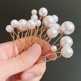 Daiiibabyyy  16Pcs Pearl U-shaped Pins Metal Barrette Hair Clips Wedding Bridal Hairstyle Flral Tiara Hair Accessories Hair Styling Tools