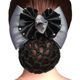 DAIIIBABYYYY  -  New Floral Lace Satin Bow Hair Net Barrette Bank Staff Flight Attendant Nurses Satin Hair Clip Net Snood Women Hair Accessories