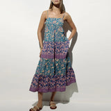 Daiiibabyyy  Fashion Hight Waist Loose Party Dress Sexy Sleeveless Floral Printed Women's Long Dresses Vintage Backless Spaghetti Strap Dress
