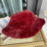 Daiiibabyyy  Oversize Faux Fur Bucket Hat Winter Luxury Warm Fluffy Fisherman Hat Women Fashion Party Caps Female Furry Thickened Basin Hat