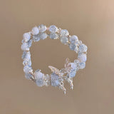 DAIIIBABYYY  -  Fashion Korean Sweet Crystal Beads Bracelet for Women Exquisite Feather Butterfly Tassel Charm Bracelet Girls Party Jewelry Gift