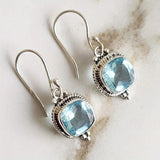 Daiiibabyyy  1 Pair of Elegant Retro Earrings Set with Blue Synthetic Zirconia, Suitable for Daily and Party Wear, Versatile Throughout