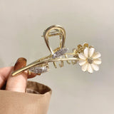 Daiiibabyyy Vivid Flower Hair Claws for Women Vintage Hair Jewelry Charm Big Rhinestone Crystal Crab Clip Wedding Claw Crab Daisy Shark Clip