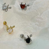 DAIIIBABYYY  -  1PC Devil CZ Stainless Steel Helix Piercing Earring Cartilage In The Ear Screw Ball Snug Flat Piercing Conch Body Piercing 16G