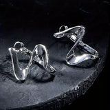 Daiiibabyyy  Y2K Irregular S Shaped Geometric Hoop Earrings for Women Punk Silver Color Twist Street Metal Earrings Jewelry Gift