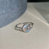 Daiiibabyyy  New Blue Planet Star Moon Rings for Women Zircon Rhinestone Pearl Open Finger Rings Sweet Party Y2K Jewelry 2000S Girls Gifts