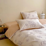 DAIIIBABYYY  -  Bedding Class A All Cotton Face Mask Dormitory Skin friendly Fresh Bed Sheet and Quilt Cover Pure Cotton Four piece Set Three