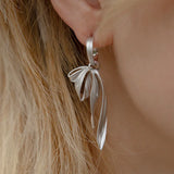 Daiiibabyyy  Ribbon Shaped Dangle Earrings For Women Designer Chic Luxury Drop Earring Party Gift