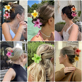 DAIIIBABYYY  -  4PCS Fashion Women Flower Hair Clips Vacation Bohemia Egg Flower Hair Clips Barrettes Girls Large Hairpins Hair Accessories