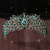 Daiiibabyyy  Luxury Peacock Crystal Rhinestone Tiaras Party Pageant Wedding Crowns Headbands Costume Hair Dress Jewelry Accessories