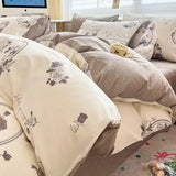 DAIIIBABYYY  -  Bedding Class A All Cotton Face Mask Dormitory Skin friendly Fresh Bed Sheet and Quilt Cover Pure Cotton Four piece Set Three