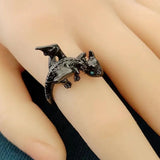 Daiiibabyyy Vintage Dark Dragon Opening Rings for Men Women Cute Animal Silver Color Metal Punk Fashion Finger Ring Fashion Jewelry Party