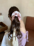 Daiiibabyyy  Cute Scrunchies Sweet Style Checkered Lace Four Layer Large Intestine Hair Band Hair Tie Bun Hairstyle Hair Band Hair Accessory