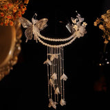 Daiiibabyyy  New Transparent Butterfly Beads Bridal Headwear Beaded Wedding Hairband Accessories Original Crystal Headwear for Women