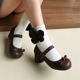 DAIIIBABYYY  -  Fashionable High heels Women's Mary Jane Shoes Buckle Sweet butterfly knot Single Shoes JK uniform Shoes Large size 48