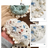 DAIIIBABYYY  -  Bohemian Ethnic Style Shell Pendant Hollow Pullover Hat Women's Summer Fashion Breathable Handmade Crochet Knitted Beanie Cap