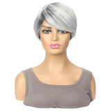Daiiibabyyy  New Grey Side Part Wig for Women Trendy Fashionable Hairpiece Short Head Cover Popular Hair Extensions Chinese Style
