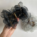 Daiiibabyyy  1PC Elegant Polka Dot Organza Hair Claw Clips Set, 2 - Piece Large Floral - Shaped Hair Accessories For Women Daily Use