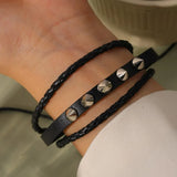 Daiiibabyyy  Vintage Punk PU Leather Rivet Bracelets Fashion Women Men Personality Braid Bracelet Spiked Bangle Y2K Goth Jewelry Accessories