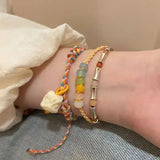 DAIIIBABYYY  -  Chinese Style Lion Hand Woven Bracelets Comfortable Colorful Rope Stackable Wrist Chain Elegant Braide Bangle Adjustable Jewelry