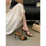 Daiiibabyyy  Summer Fashion CRYSTAL Pointed Toe Women Slippers Sexy Thin Heels Banquet Slide Shoes Zapatos De Mujer