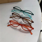 Daiiibabyyy -  Women Oval Red Frame Glasses Gradient Green Frame Narrow Small Eyeglass Girls Outdoor Fashion Wear with Seaside Driving Glasses