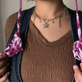 Daiiibabyyy -  Punk Charms Chain Studded Skull Necklace Korean Fashion Key Star Pendant Necklace for Women Grunge Jewelry Gothic Accessories