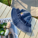DAIIIBABYYY  -  Cute Bear Cowboy Hats Women Japanese Drawstring Bucket Hat Spring and Summer Outdoor Sunscreen Camping Mountaineering Sun Cap