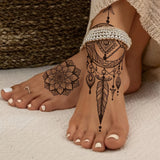 Daiiibabyyy  2pcs Black Mandala Tattoo Stickers for Girls, Black Lace Lotus Tattoo Mandala Flower Fake Jewelry Pendant Pattern