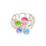 Daiiibabyyy  Y2K Aesthetics Colorful Crystal Beaded Tassel Ring for Women Sweet Cute Girls Charm Elastic Rings Korean Fashion Jewelry Gifts
