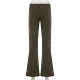 DAIIIBABYYY  -  Retro Corduroy Low Rise Pants y2k Streetwear Solid Slim-fitting Flared Pants for Women Korean Fashion Trousers Aesthetic
