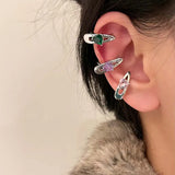 Daiiibabyyy  Fashion Shiny Pink Zircon Heart Hairpin Ear Clip for Women Punk Metal Geometric No Piercing Ear Cuff Aesthetics Y2K Jewelry