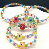 Daiiibabyyy  Cartoon Devil Elastic Beaded Bracelet Handmade Unique Design Jewelry Accessory