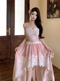 Daiiibabyyy  Summer Women Fairy Irregular Princess Dress Spaghetti Strap Lace Patchwork Party Dress Backless Feminine Hotsweet Girl's Dresses