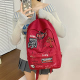 Daiiibabyyy  Gothic Rock Backpack For Men And Women Large Capacity Canvas Casual Backpack With Metal & Patchwork Accents for Daily Use
