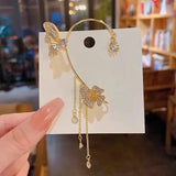 Daiiibabyyy  Fashion Butterfly Zircon Ear Cuff Color Tassel Clip Earrings for Women Korean Copper Earring Without Piercing Jewelry Gifts