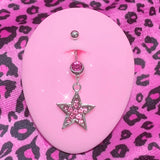Daiiibabyyy  Korean Fashion Shiny Crystal Star Belly Rings Sexy Pink Cute Body Accessories Belly Piercing Y2K Charms Accessories