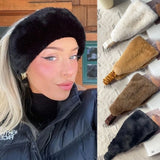 Daiiibabyyy  New Wide Design Fluffy Headband Elastic Imitation Fur Hairbands Solid Color Soft Headwear Women Accessories
