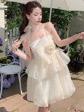 DAIIIBABYYY  -  Sweet Fairy Mini Dress Elegant Strapless Off Shoulder Princess Ruffles Birthday Party Dresses Summer Ball Gown Short Vestidos