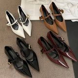 Daiiibabyyy 2024 New Autumn Shoes Women Thin Low Heel Pumps Fashion Brand Elegant Pointed Toe Shallow Mary Janes Shoes Wedding Female Mujer