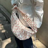 Daiiibabyyy  Polka Dot Shoulder Bag Ruched Sac Femme Crossbody Bags for Woman Daily Using Underarm Bolso Korean Zipper Bolsos De Mujer