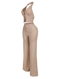 DAIIIBABYYY  -  Solid Backless Sexy Fashion Slimming Jumpsuits For Women Halter Sleeveless Spliced Button Chic Jumpsuit Female Fashion New
