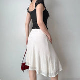 Daiiibabyyy  Summer Fashion New Women's Elegant Design Half Skirt High Waist Jacquard Irregular Spicy Girl Short Half Skirt